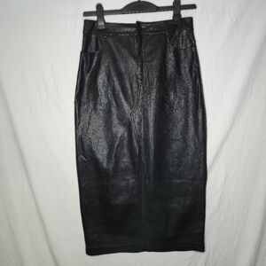 Dynamite Pleather Faux Leather Midi Front Slit Skirt Size Medium